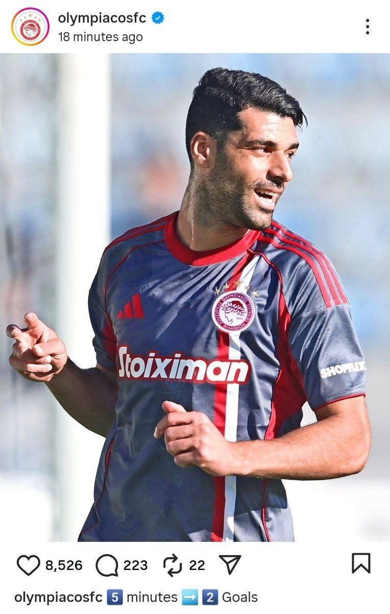 واکنش باشگاه المپیاکوس به بریس مهدی طارمی مقابل آستراس + کس