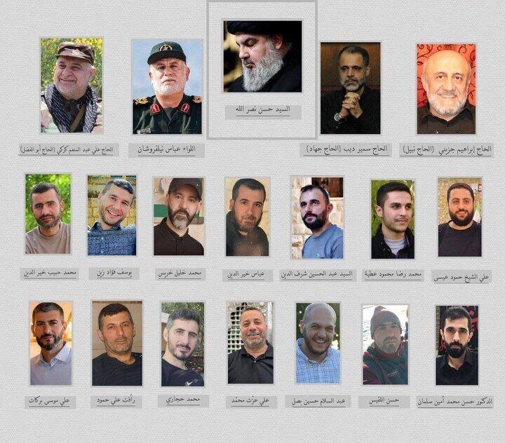 تمام افرادی که با سیدحسن نصرالله به شهادت رسیدند | عکس