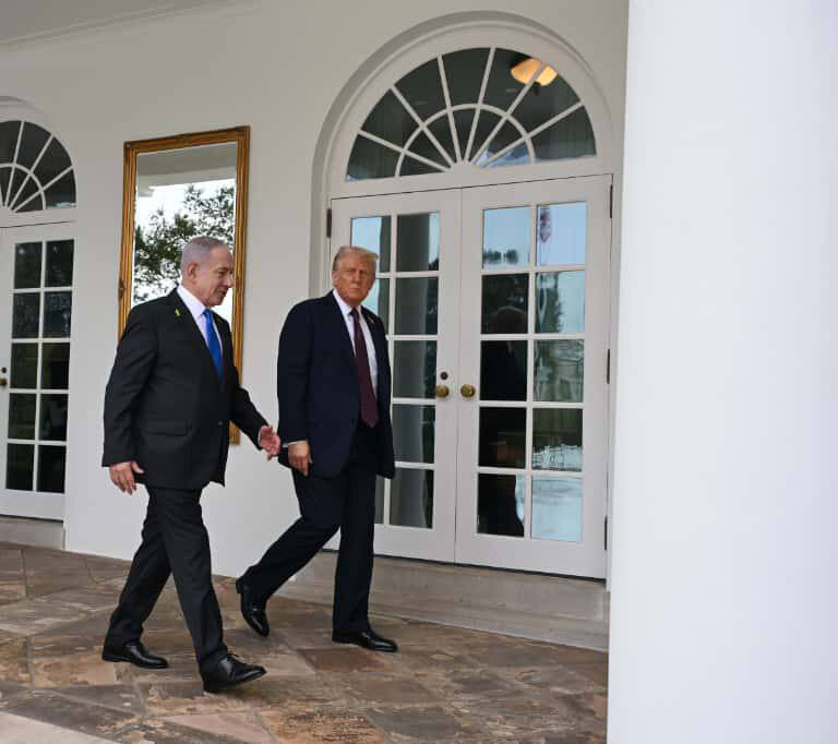 گشت زنی نتانیاهو با ترامپ در کاخ سفید | تصاویر