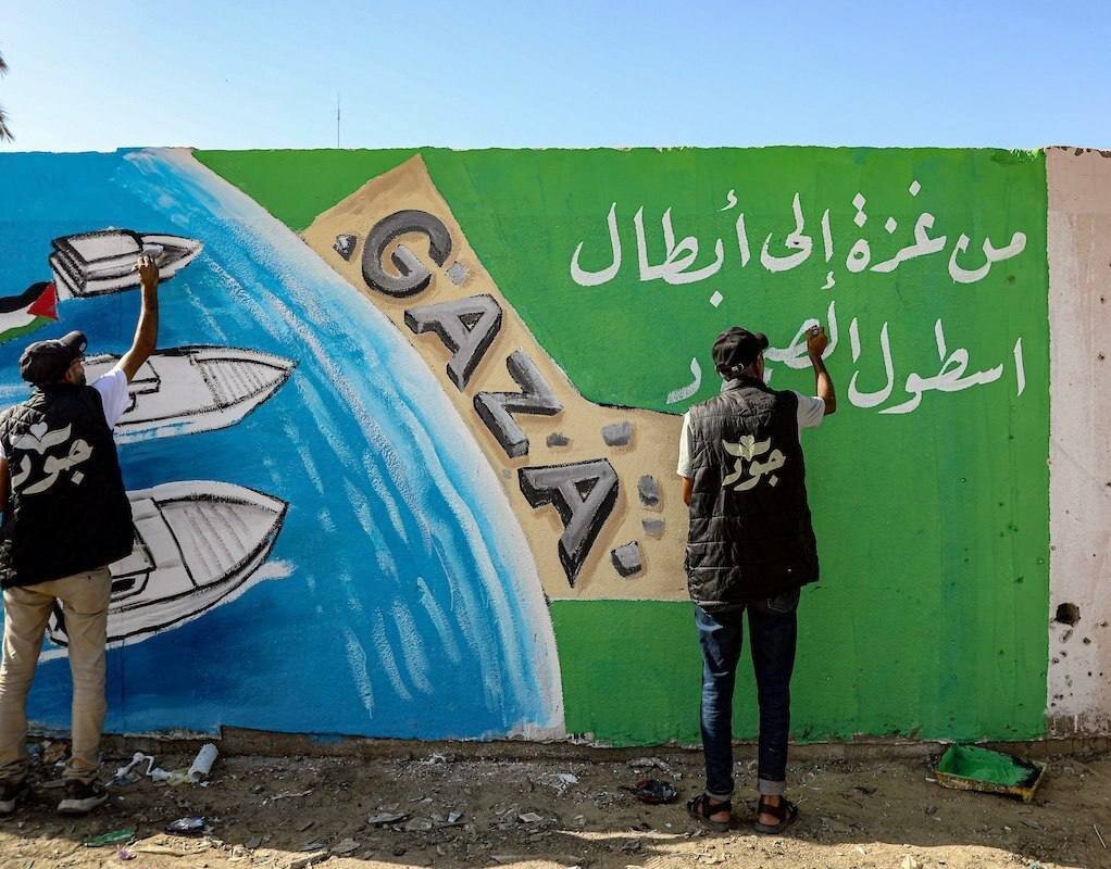 هنرمندان فلسطینی این گونه از فعالان ناوگان الصمود قدردانی کردند | تصاویر