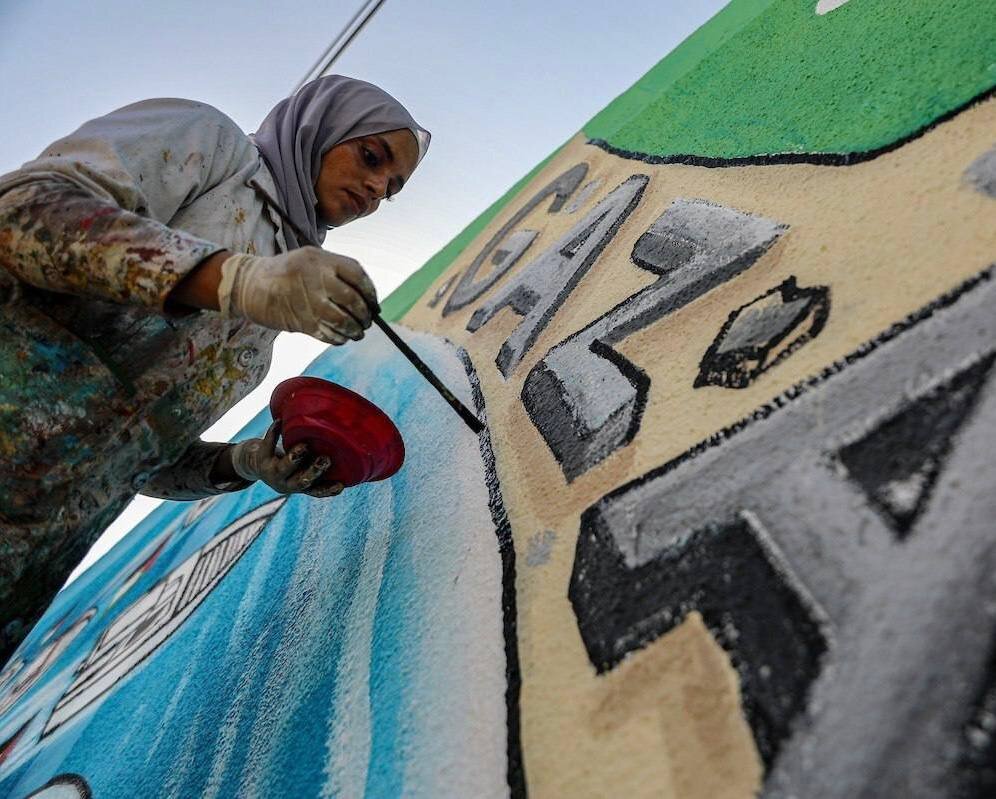 هنرمندان فلسطینی این گونه از فعالان ناوگان الصمود قدردانی کردند | تصاویر