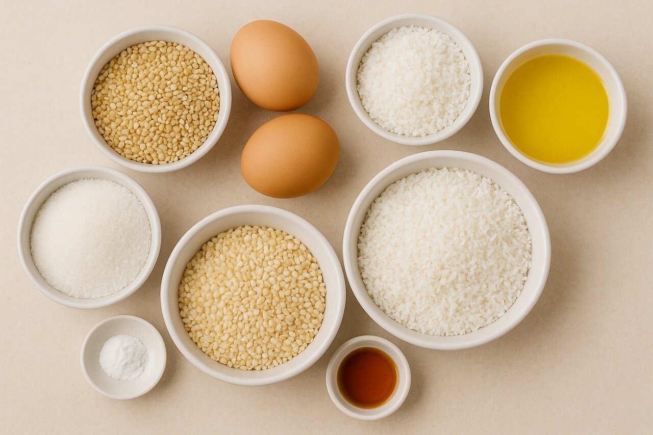 آموزش تهیه شیرینی کنجدی نارگیلی