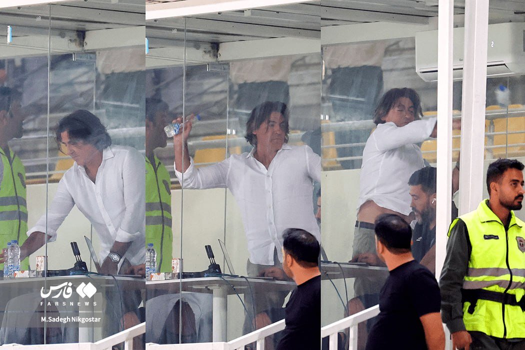 ساپینتو با اعصاب خراب بر روی سکوها | تصاویر ؛ کوبیدن بطری آب به در و دیوار