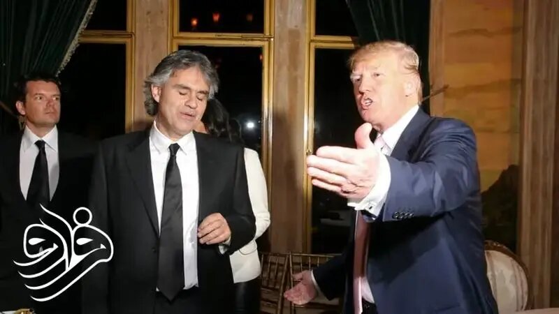 عکس ۲ نفره ترامپ و خواننده معروف در کاخ سفید؛ بوچلی برای ترامپ خواند | تصاویر