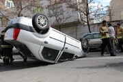 واژگونی خودرو در زیرگذر خیابانی در مشهد + ویدئو