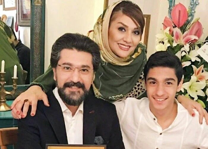 امیرحسین مدرس در کنار پسر و همسرش
