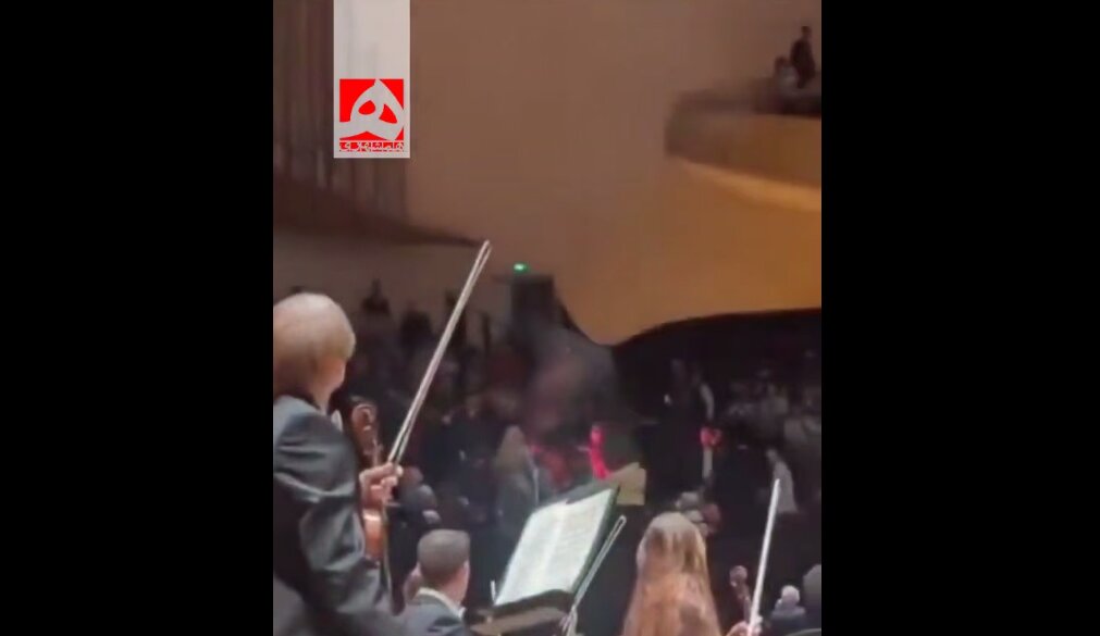 روشن کردن آتش در اجرای ارکستر فیلارمونیک در پاریس  | تصاویری از اعتراض متفاوت حامیان فلسطین