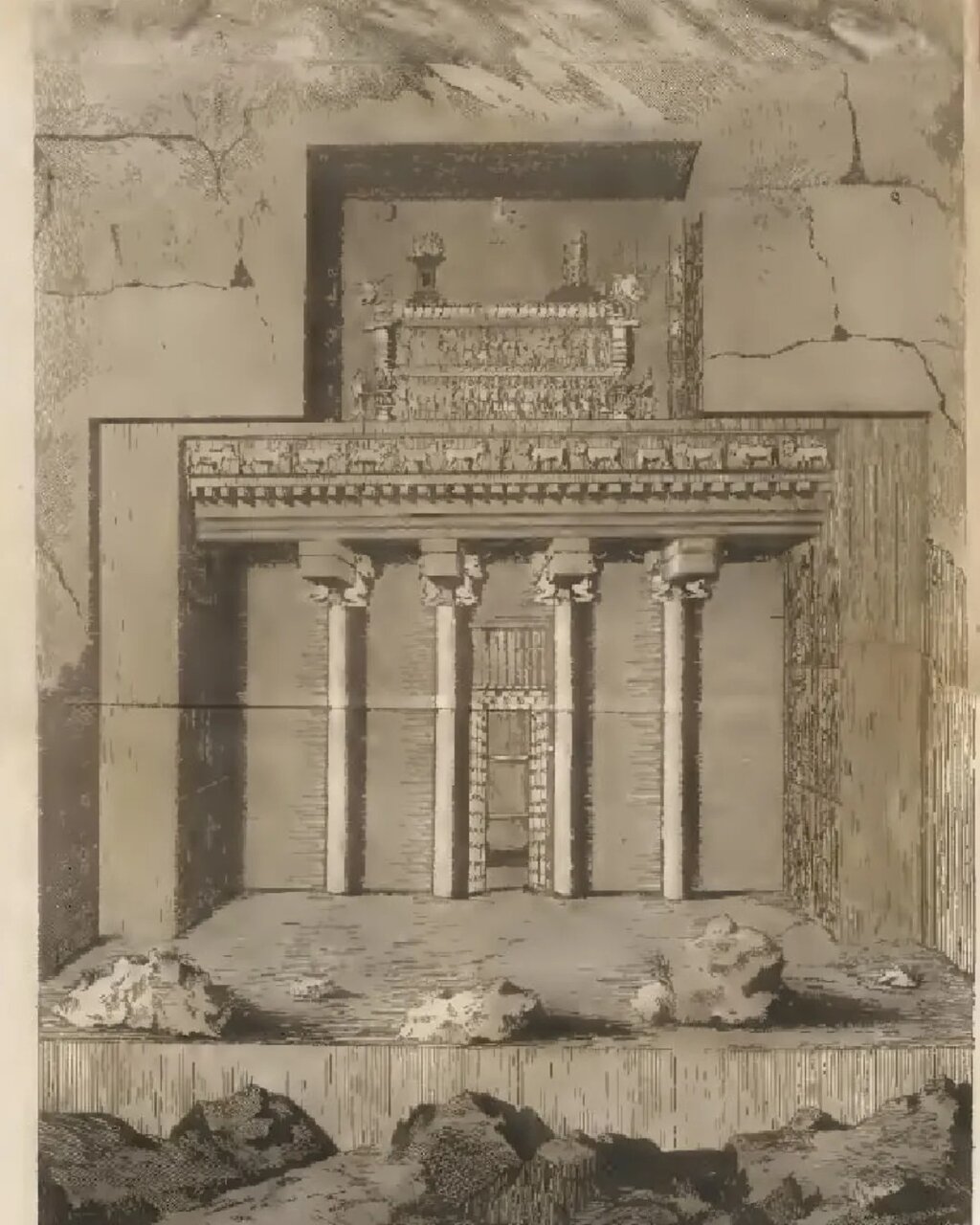 کهن‌ترین نقاشی مقبره شاهان در تخت جمشید | وقتی آرامگاه‌ها دست‌نخورده بودند | عکس