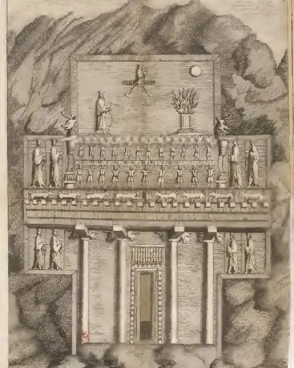 کهنترین نقاشی مقبره شاهان در تخت جمشید | وقتی آرامگاهها دستنخورده بودند | عکس