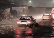 تصاویر آبگرفتگی و سیل در خیابان‌های این شهر ایران پس از بارندگی + فیلم