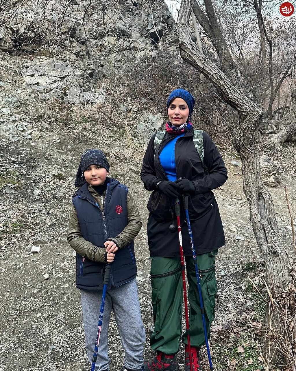 خانم بازیگر در حال کوهنوردی با پسرش؛ سال ۱۴۰۲ | تصاویر