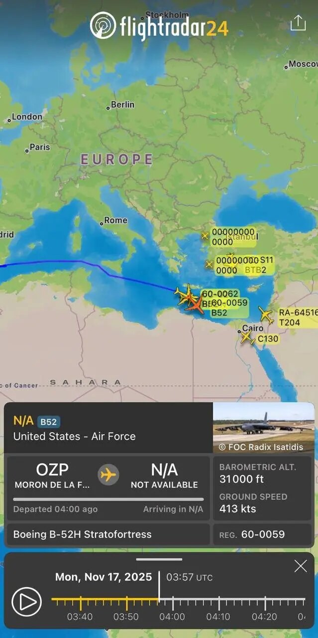 بمب افکنهای B-۵۲ آمریکایی بر فراز خلیج فارس چه میکنند؟ | تصاویر