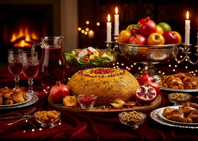 تهچین مرغ و انار ؛ قرمزِ اصیل شب چله