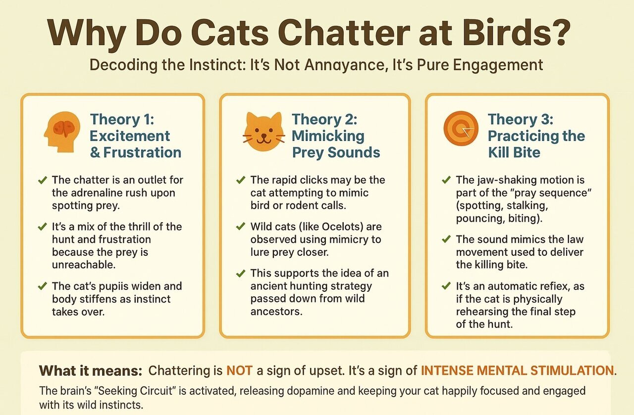 به چه دلیل گربه‌ها با دیدن پرنده‌ها دیوانه می‌شوند؟
