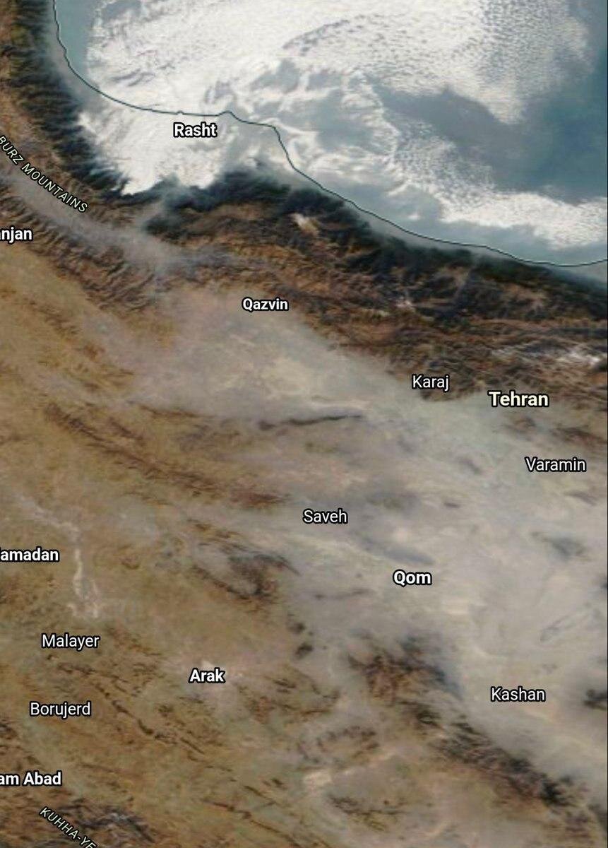 تصویر امروز ناسا از ایران؛ آلودگی شدید روی تهران تا شعاع ۱۵۰ کیلومتری | عکس