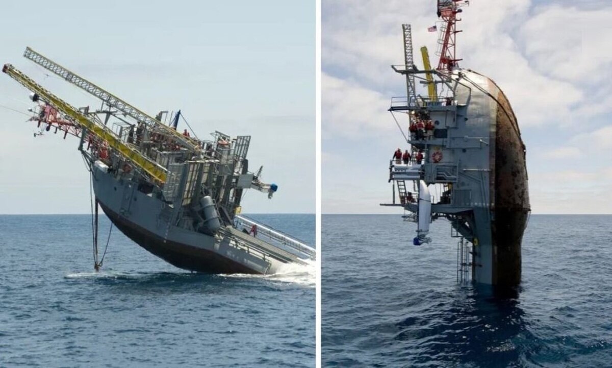 کشتی درحال غرقی که غرق نمی‌شود + ویدئو