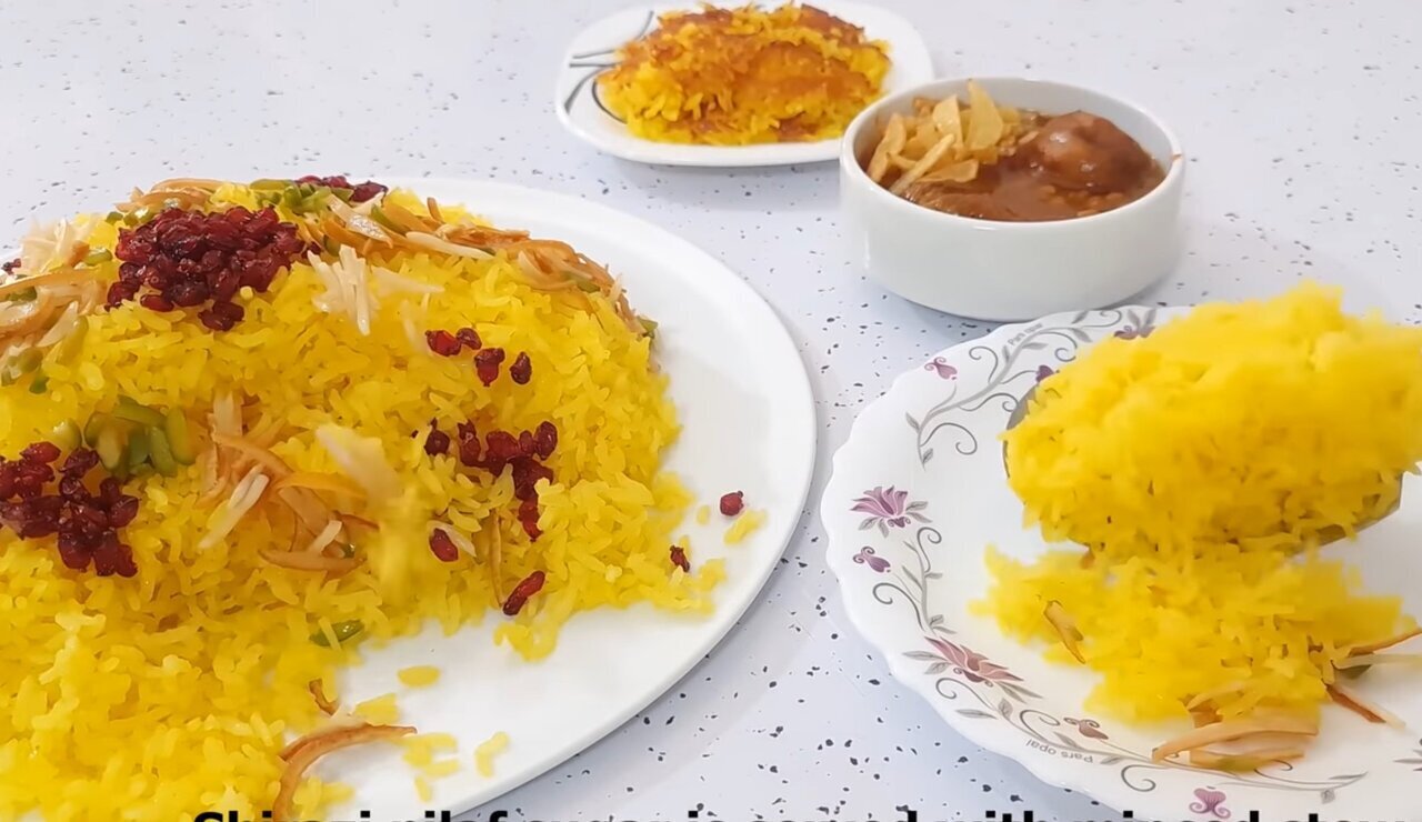 شکرپلوی شیرازی؛ عطرِ طلایی زعفران در شب یلدا