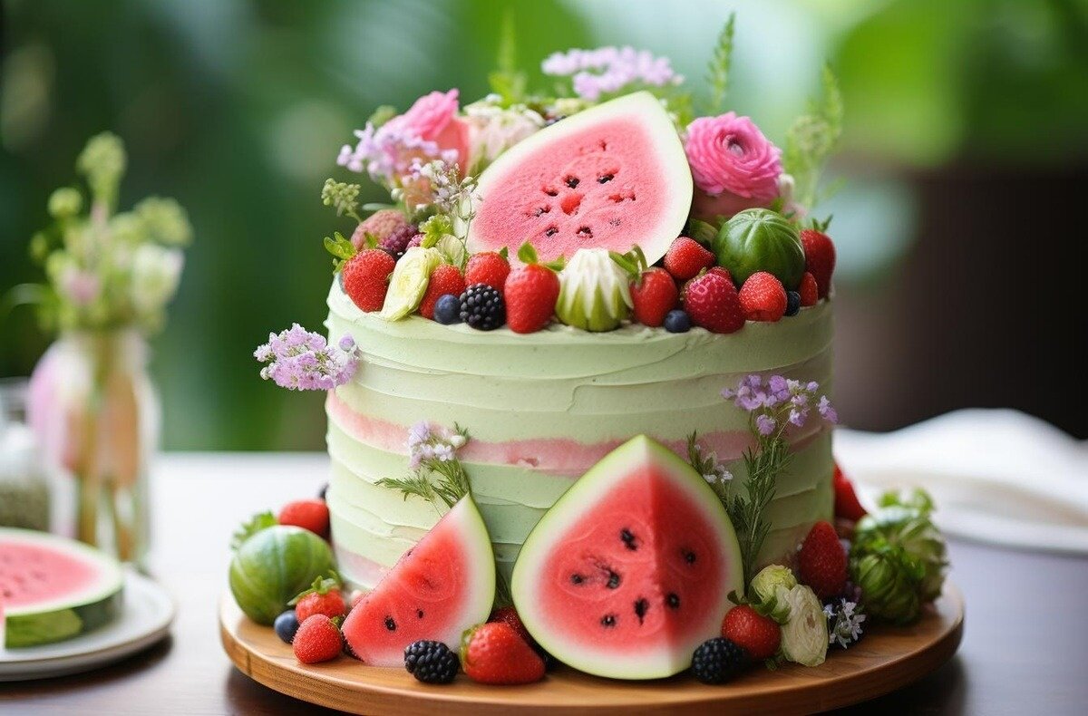 کیک هندوانه ای در قابلمه + آسانترین روش تهیه | قشنگ ترین کیک شب یلدا را بدون فر درست کنید کیک هندوانهای شب یلدا