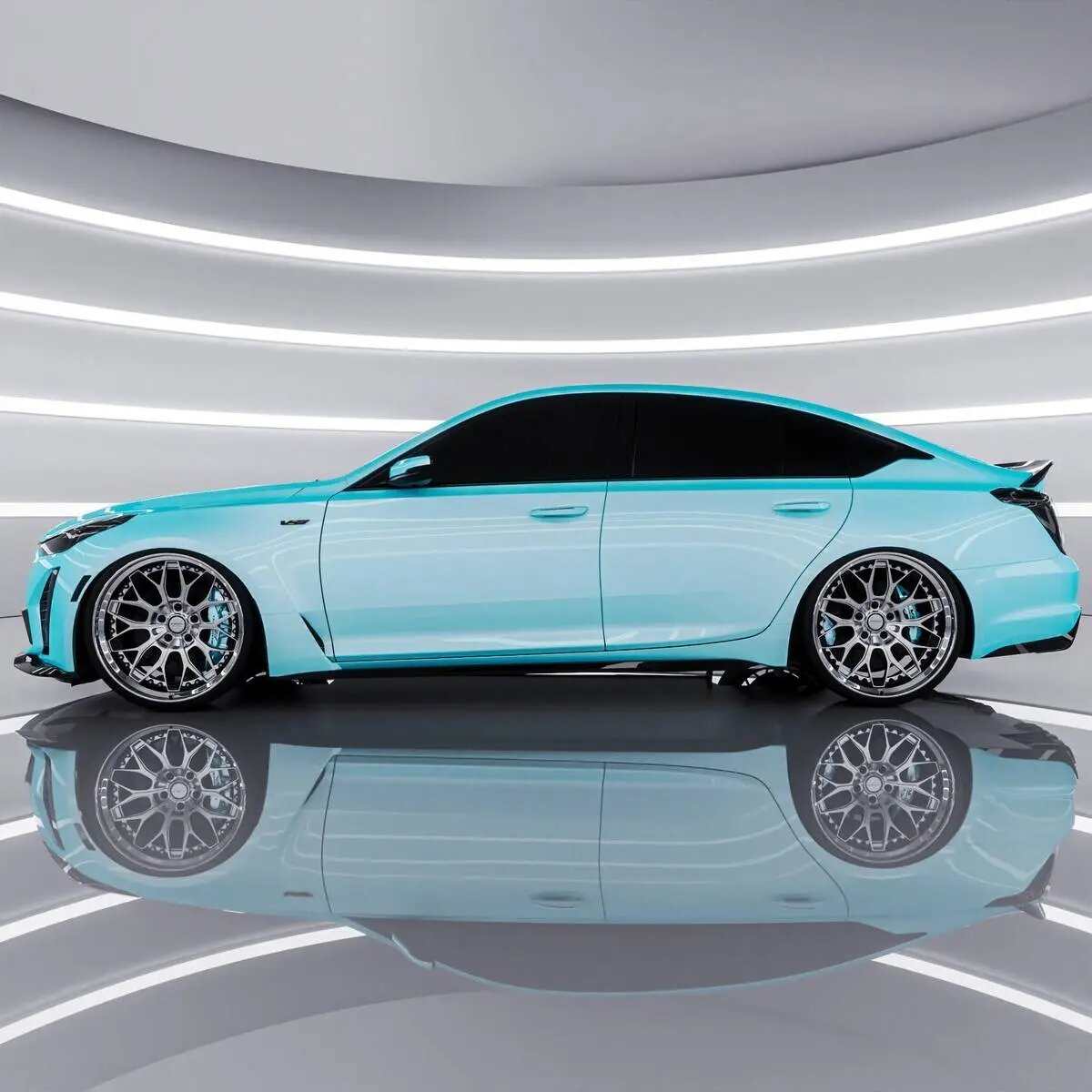 کادیلاک CT۵-V بلک‌وینگ با رنگ خیره کننده یخ قطبی متالیک | تصاویر