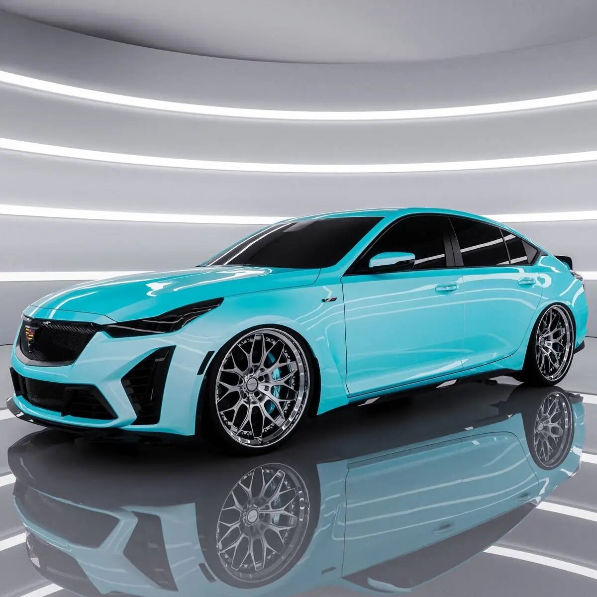 کادیلاک CT۵-V بلکوینگ با رنگ خیره کننده یخ قطبی متالیک | تصاویر