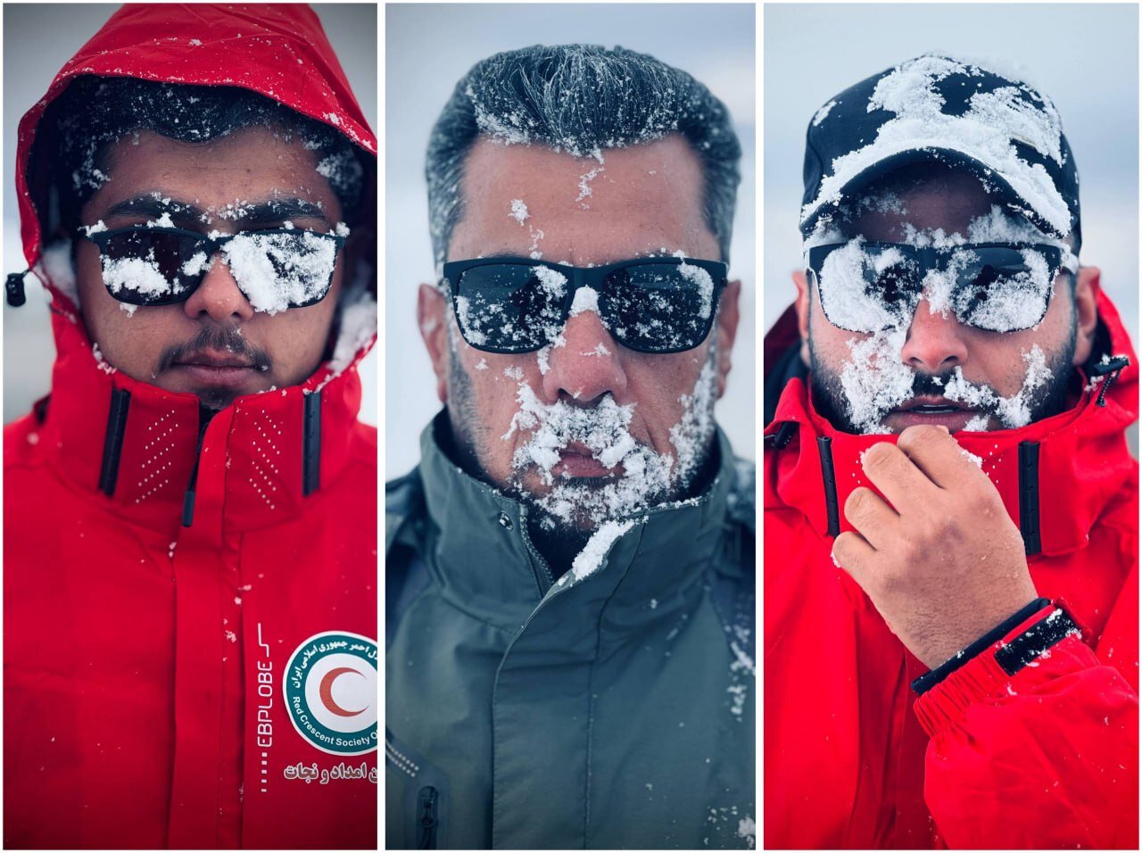 تصاویری از چهرههای یخ زده امدادگران در برف؛ ببینید