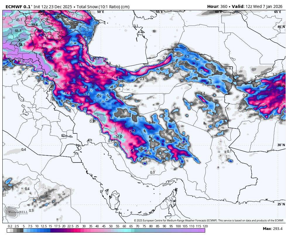ماهواره‌های اروپایی: روزهای پربرف ایران در راه است+ عکس | سامانه پرفشار زمستانی در این تاریخ وارد می‌شود