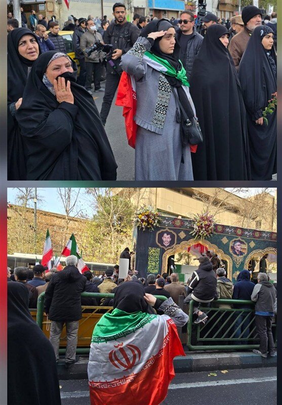 تشییع پیکر شهدای مقاومت ملی در تهران + ویدئو | ادای احترام نظامی به شهدا