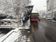 تداوم خدمات ناوگان اتوبوسرانی تهران در شرایط برفی و یخبندان