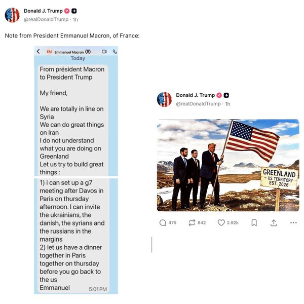 ترامپ پیام‌ مکرون به خودش در مورد ایران را فاش کرد+ عکس | واکنش ترامپ به پیام ها