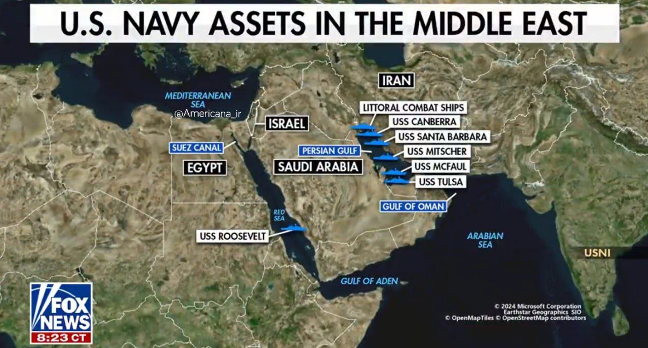 آخرین وضعیت حضور ناوهای آمریکا در خاورمیانه | عکس