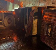 تصاویر برخورد خودروی حمل بنزین با یک سمند