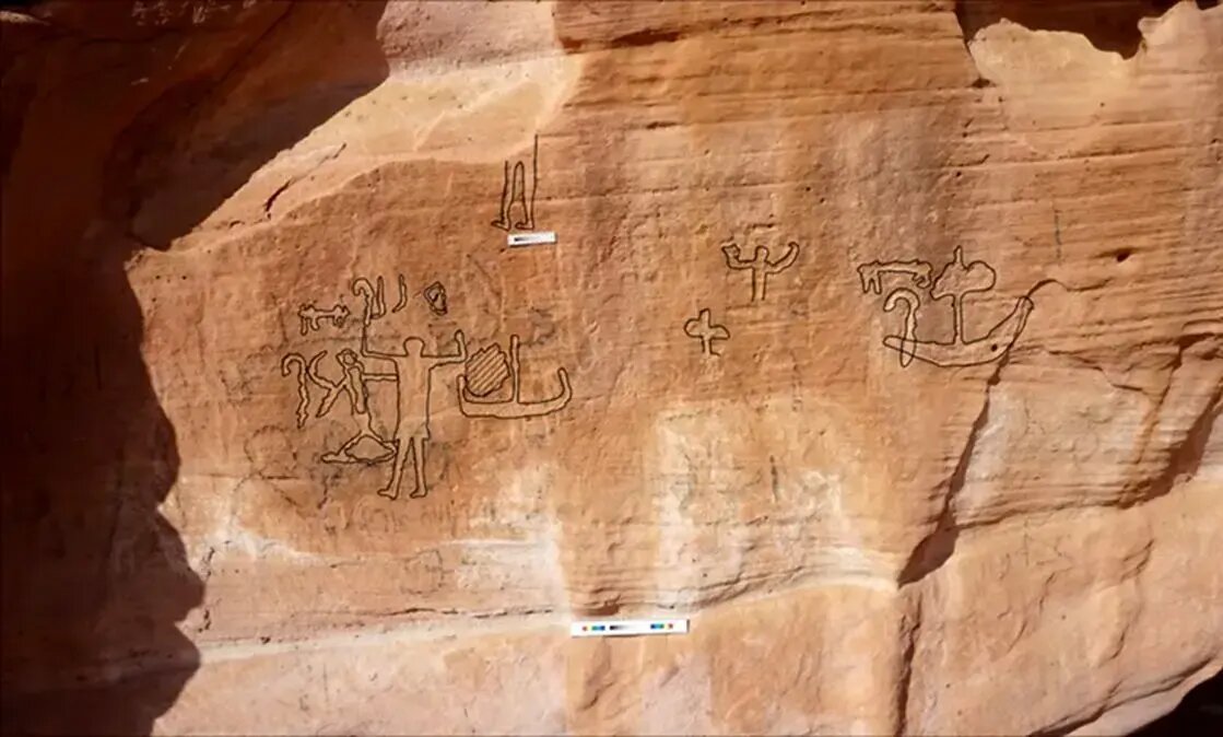 تصویر فتح صحرای سینا توسط یک فرعون در صخره‌نگارۀ ۵ هزار ساله | عکس