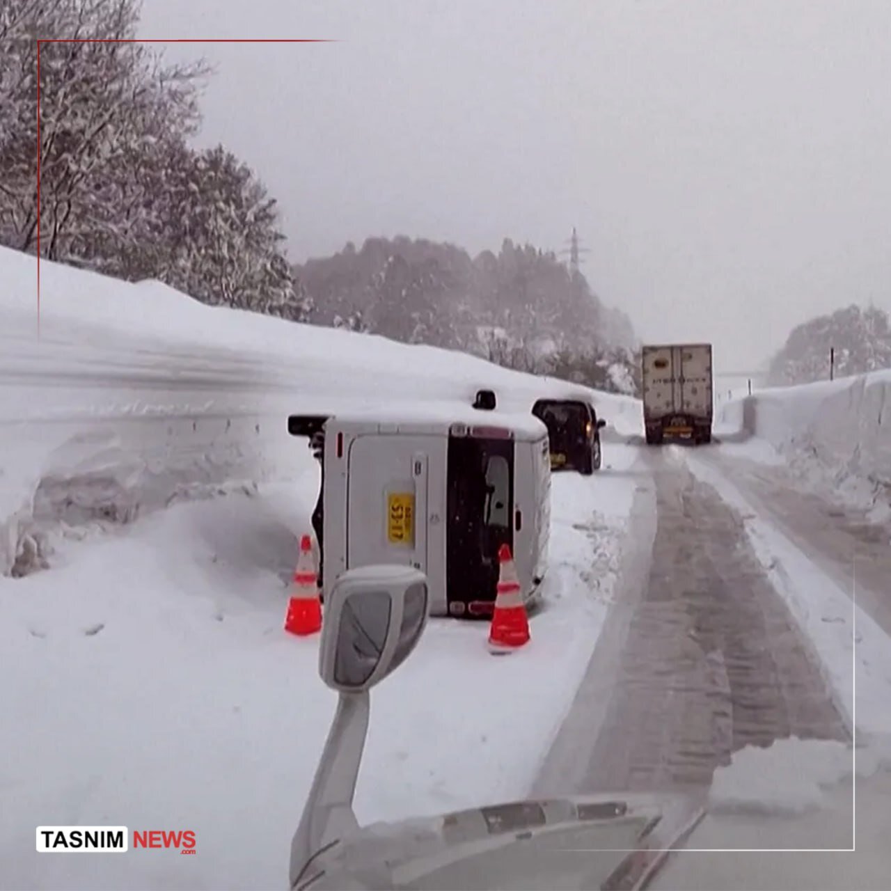 تصویری از حجم باورنکردنی و بی سابقه برف‌ در ژاپن