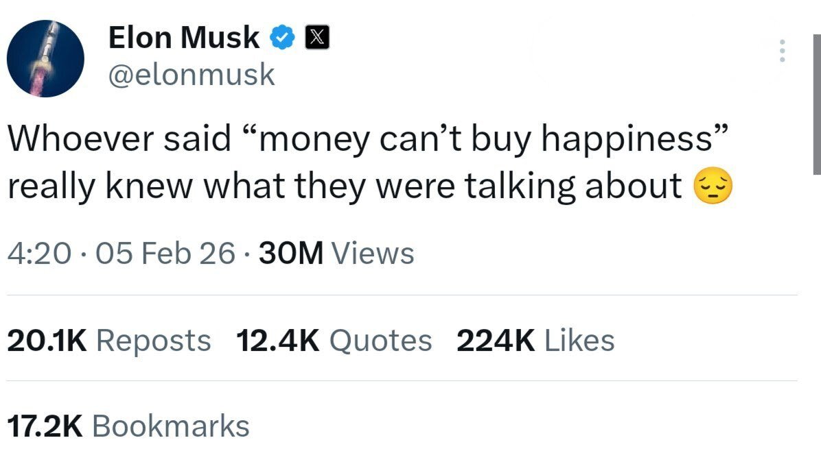 توییت عجیب ایلان ماسک درباره خوشبختی + عکس