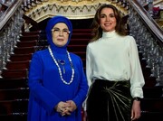 مراسم استقبال همسر اردوغان از ملکه اردن | تصاویر