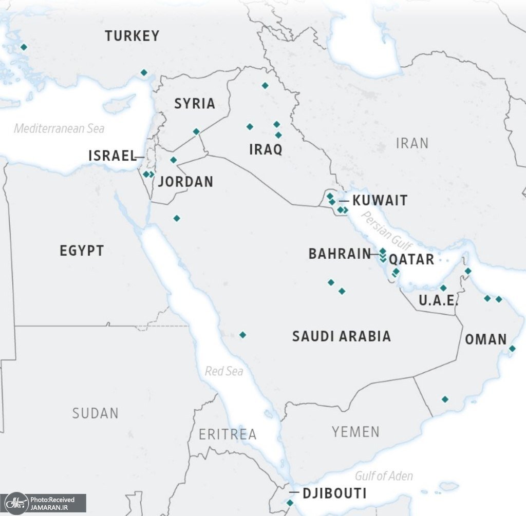 تأسیسات و پایگاههای نظامی آمریکا در خاورمیانه