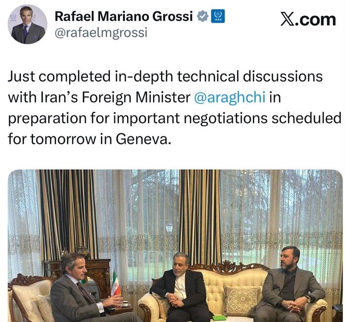 آماده‌سازی برای مذاکرات مهم فردا؛ پیام گروسی پس از دیدار با عراقچی