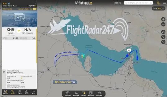 هواپیمای ویژه آمریکا در حال جاسوسی از رزمایش سپاه | تصاویر