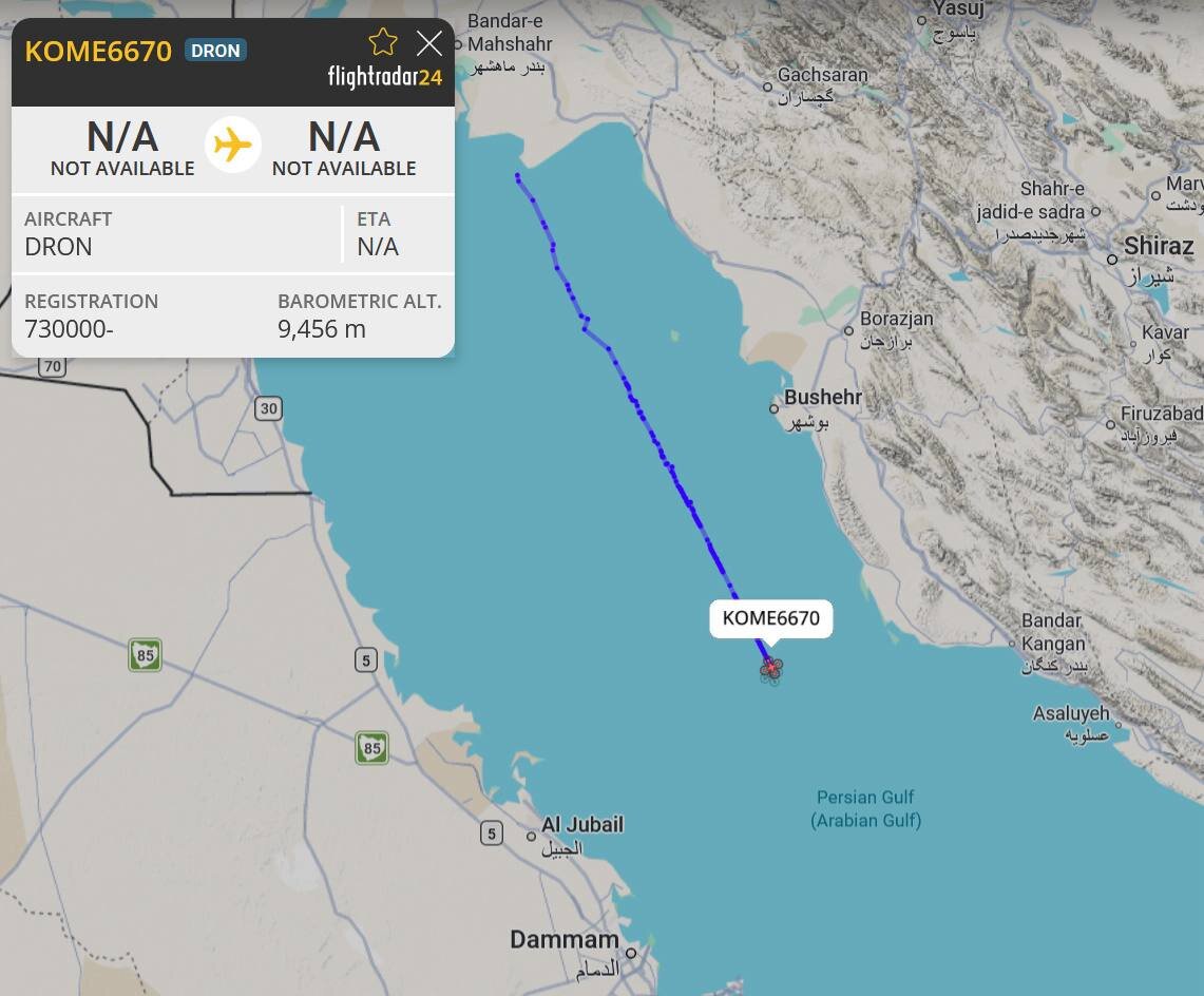 پهپاد ایرانی در حال گشت بر روی خلیج فارس | عکس
