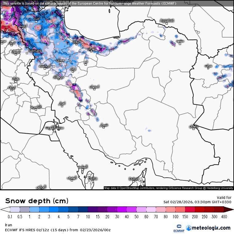 موج برفی به ایران رسید؛ نقشه را ببینید | این سرمای آخر زمستان است