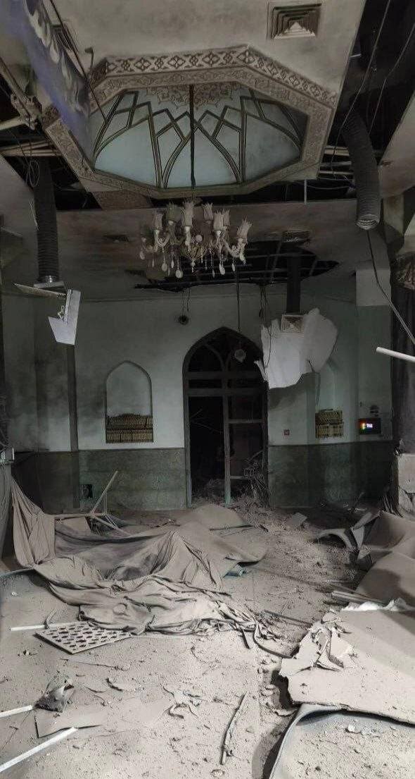 اولین تصویر از مسجد دانشگاه شریف پس از حمله هوایی