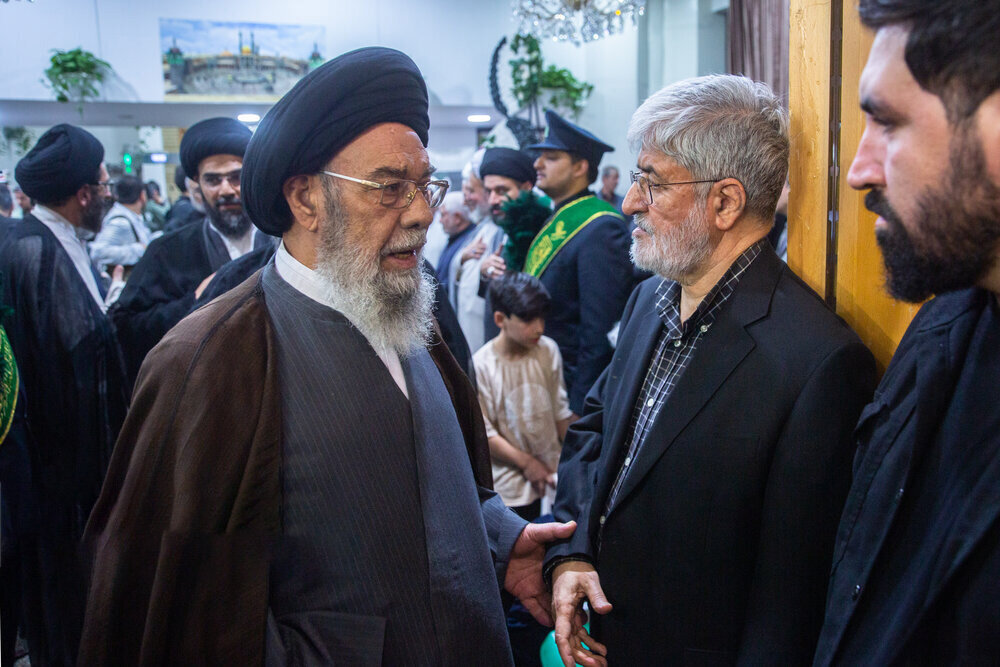 از ناطق نوری تا علی مطهری در مراسم اربعین شهادت لاریجانی در قم | تصاویر