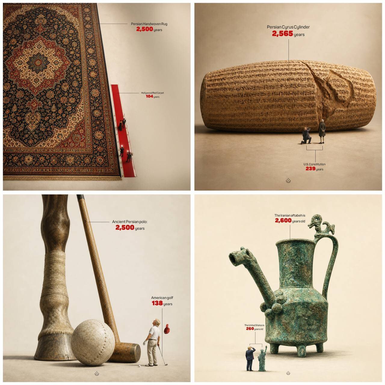 تصاویری جالب از مقایسه قدمت ایران و آمریکا؛ ببینید