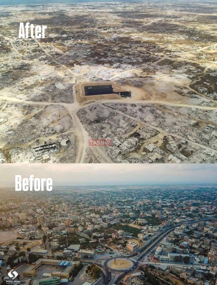 تصویری تکاندهنده از یک شهر قبل و بعد از نابودی | ببینید