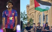 ماجرای حرکت خاص یامال با پرچم فلسطین در جشن قهرمانی بارسلونا