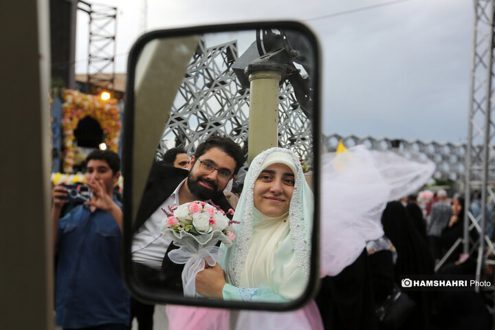مراسم جشن پیوند ۱۱۰ زوج جان فدا در میدان آیینی امام حسین (ع)