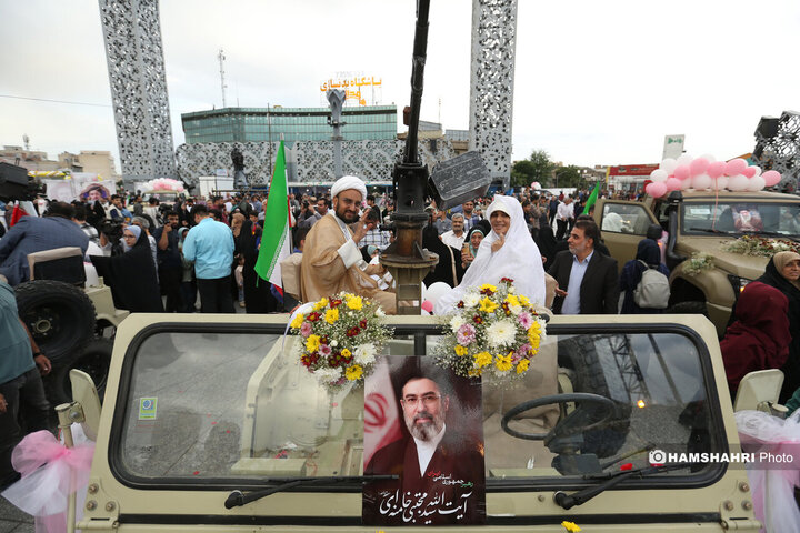 مراسم جشن پیوند ۱۱۰ زوج جان فدا در میدان آیینی امام حسین (ع)