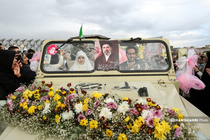 مراسم جشن پیوند ۱۱۰ زوج جان فدا در میدان آیینی امام حسین (ع)