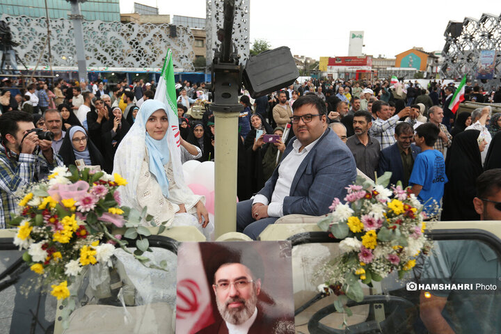 مراسم جشن پیوند ۱۱۰ زوج جان فدا در میدان آیینی امام حسین (ع)