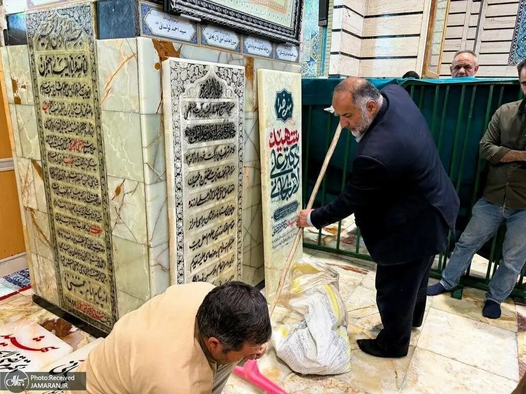 سنگ مزار شهید لاریجانی و پسرش نصب شد + عکس